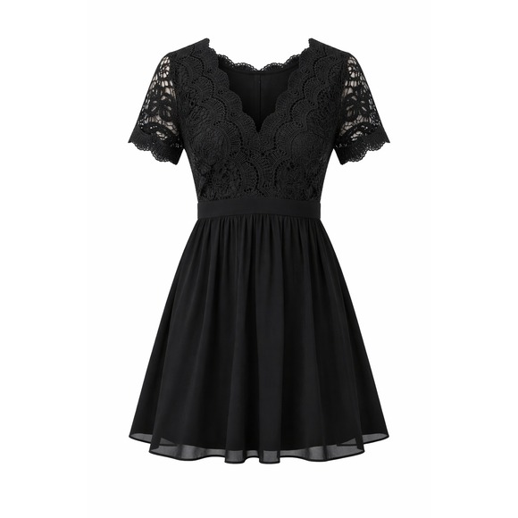 Lulus Angel in Disguise Black Lace Skater Dress Size S - Picture 2 of 9